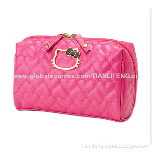 Cute pink easy carry cosmetic bag